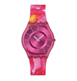 Load image into Gallery viewer, Swatch Paradise petals SS08P113 - cassa e quadrante rosa - cinturino silicone multicolor