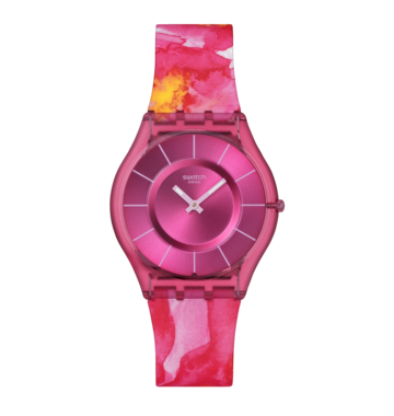 Swatch Paradise petals SS08P113 - cassa e quadrante rosa - cinturino silicone multicolor