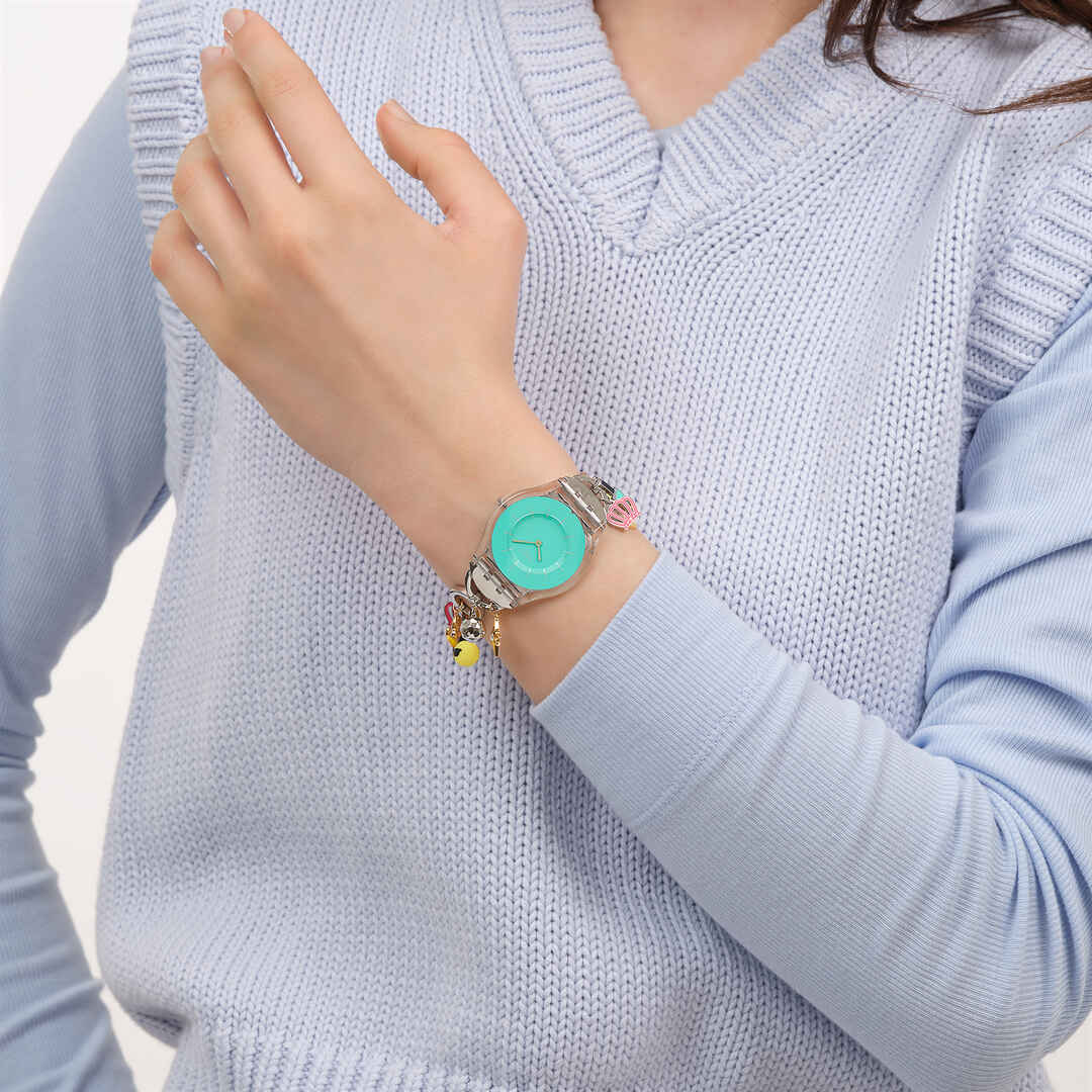 Swatch Mother like no other SS08Z106G - cassa trasparente - bracciale acciaio - quadrante turchese