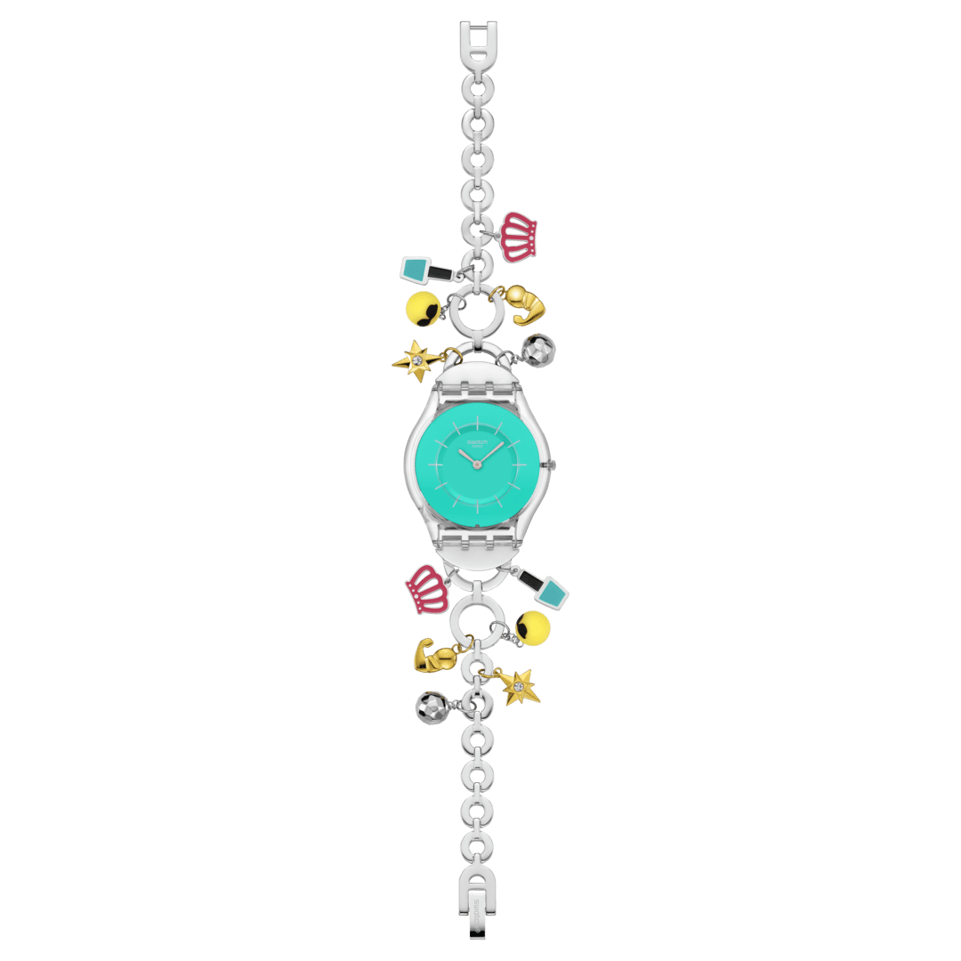 Swatch Mother like no other SS08Z106G - cassa trasparente - bracciale acciaio - quadrante turchese