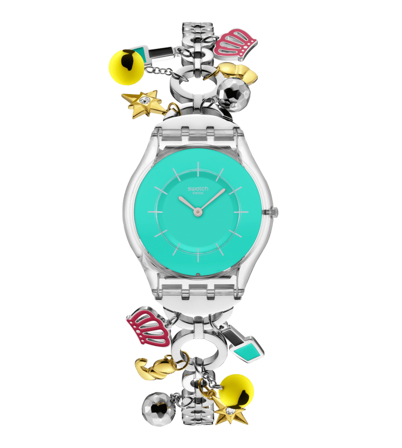 Swatch Mother like no other SS08Z106G - cassa trasparente - bracciale acciaio - quadrante turchese