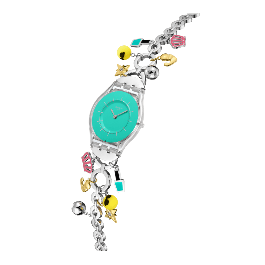 Swatch Mother like no other SS08Z106G - cassa trasparente - bracciale acciaio - quadrante turchese