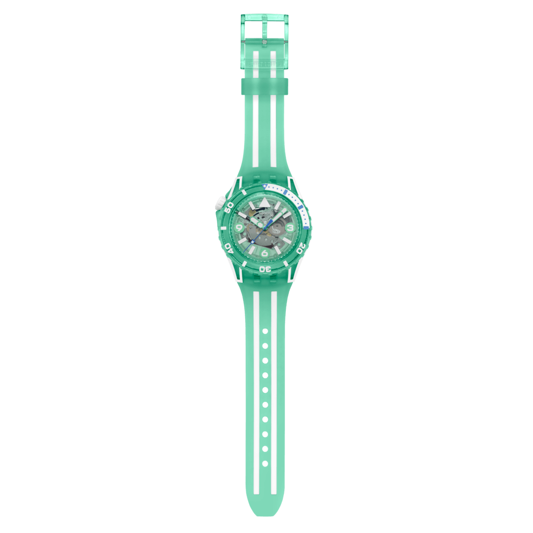 Swatch Medusae SSCU09L100 - cassa verde acqua - quadrante verde acqua trasparente - cinturino silicone verde acqua