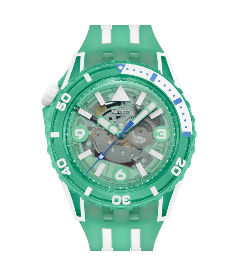 Swatch Medusae SSCU09L100 - cassa verde acqua - quadrante verde acqua trasparente - cinturino silicone verde acqua