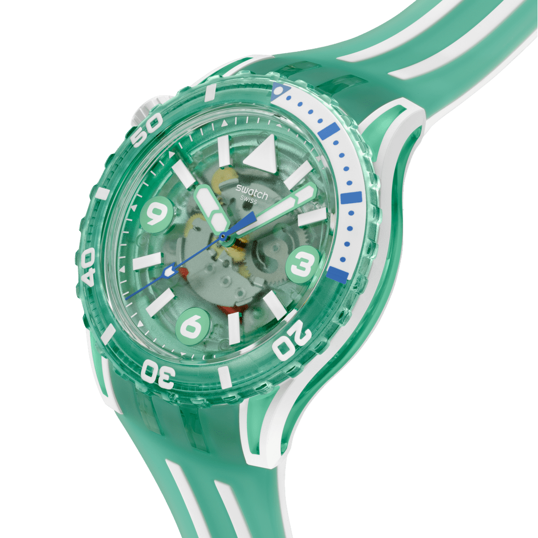 Swatch Medusae SSCU09L100 - cassa verde acqua - quadrante verde acqua trasparente - cinturino silicone verde acqua