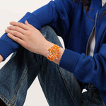 Load image into Gallery viewer, Swatch Pacific sea nettle SSCU09O100 - cassa arancione - quadrante arancione trasparente - cinturino silicone arancione - polso