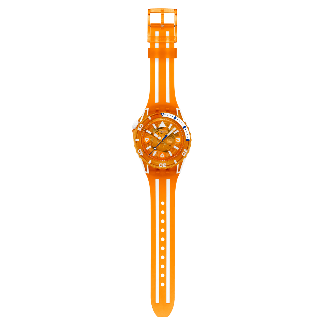 Swatch Pacific sea nettle SSCU09O100 - cassa arancione - quadrante arancione trasparente - cinturino silicone arancione