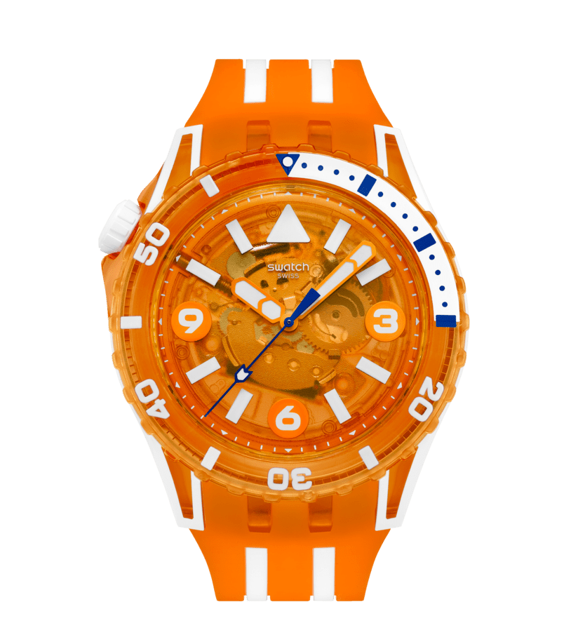 Swatch Pacific sea nettle SSCU09O100 - cassa arancione - quadrante arancione trasparente - cinturino silicone arancione