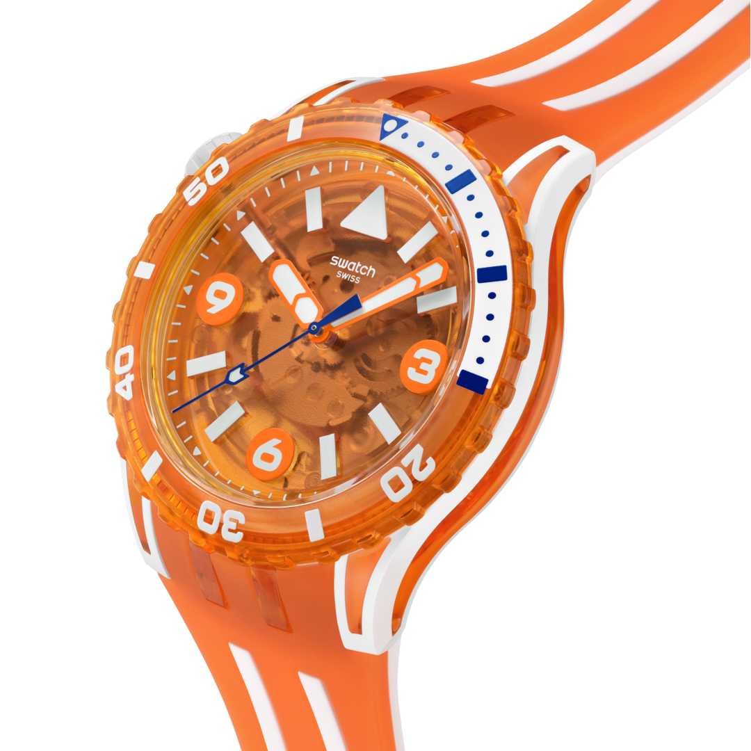 Swatch Pacific sea nettle SSCU09O100 - cassa arancione - quadrante arancione trasparente - cinturino silicone arancione