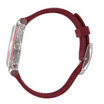 Load image into Gallery viewer, Swatch Polared SUOK717 - cinturino silicone rosso bordeaux - cassa trasparente - quadrante rosa