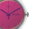 Load image into Gallery viewer, Swatch Polared SUOK717 - cinturino silicone rosso bordeaux - cassa trasparente - quadrante rosa