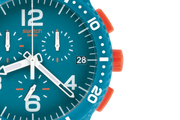 Swatch Patmos SUSN406 - cinturino silicone azzurro - cassa plastica azzurro - quadrante azzurro con datario e cronografo