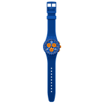 Load image into Gallery viewer, Swatch Primarily blue SUSN419 - cassa blu - cinturino silicone blu - quadrante blu e arancione - cronografo e datario