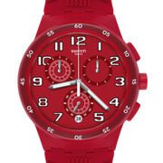 Swatch Red step SUSR404 - cinturino silicone rosso - cassa plastica rossa - quadrante rosso con cronografo e datario