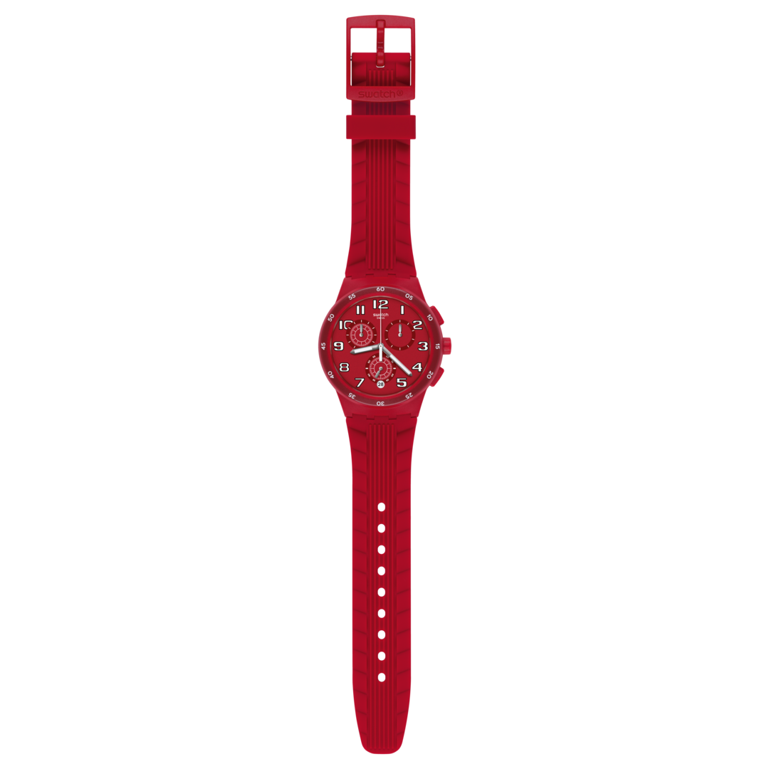 Swatch Red step SUSR404 - cinturino silicone rosso - cassa plastica rossa - quadrante rosso con cronografo e datario
