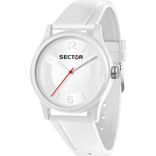 Sector Ex Q R3251203001 con cassa e cinturino bianco in silicone, quadrante bianco.