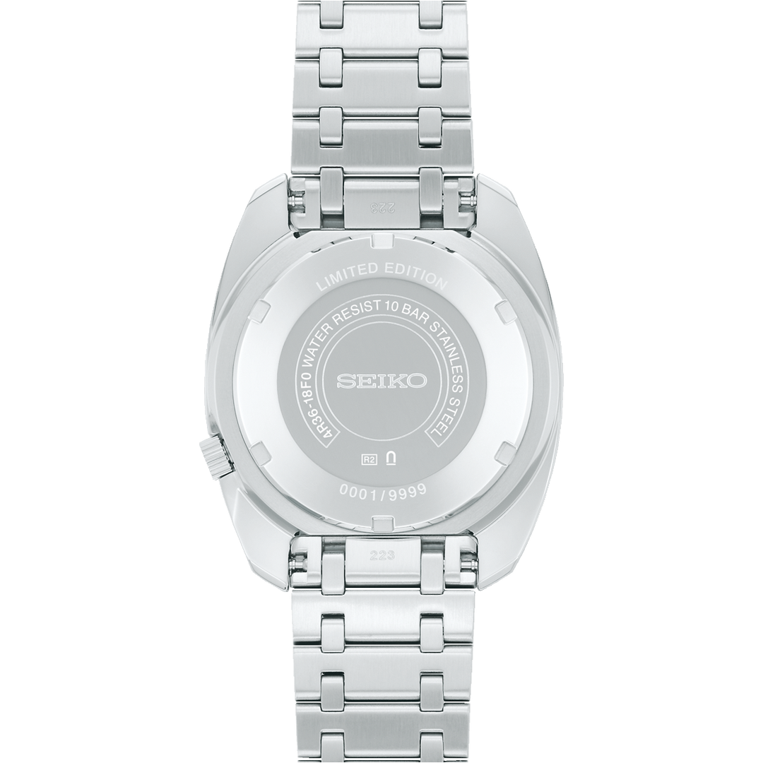 Cassa in acciaio inox da 38,2 mm con vetro Hardlex a doppia curvatura e lunetta girevole bidirezionale dell'orologio Seiko 5 Heritage Limited