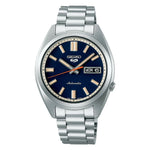 Load image into Gallery viewer, Quadrante avorio sportivo del Seiko 5 Sports SRPK91 con lancetta dei secondi arancione, indici sfaccettati con Lumibrite e lancette ore e minuti riflettenti
