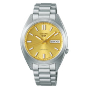 Seiko 5 Sports SRPL59K1 con quadrante oro e cassa in acciaio inox da 42,5 mm.