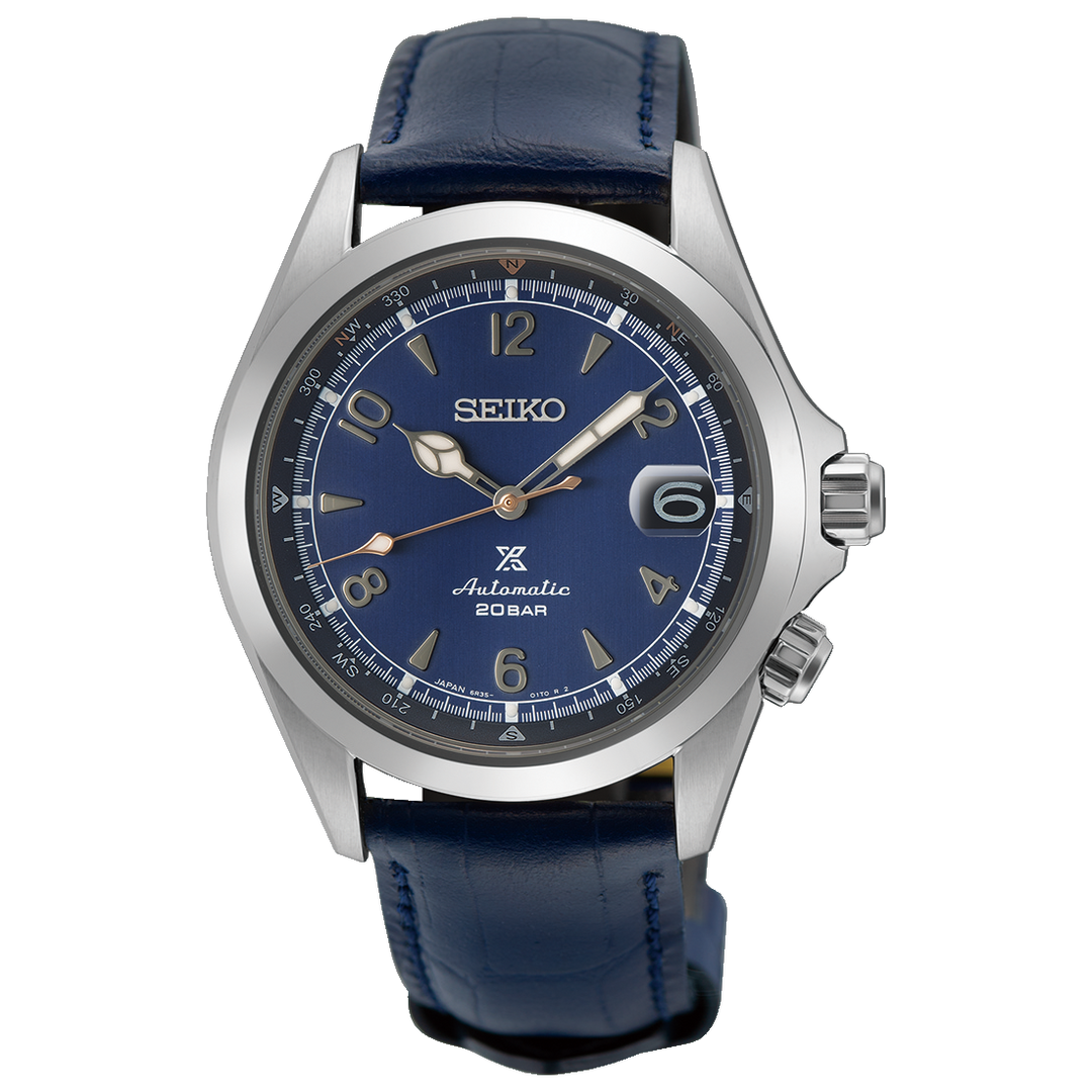 Seiko Prospex Alpinist SPB531J1 con quadrante blu intenso e cassa acciaio inox da 39,5 mm.