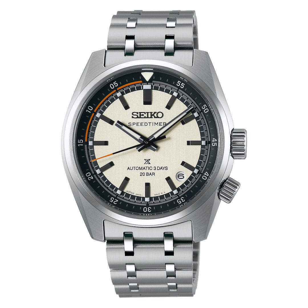Seiko Prospex Speedtimer SPB513J1 con cassa in acciaio inox da 39,5 mm e quadrante verde.