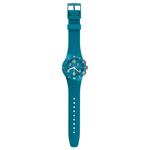 Load image into Gallery viewer, Swatch Patmos SUSN406 - cinturino silicone azzurro - cassa plastica azzurro - quadrante azzurro con datario e cronografo