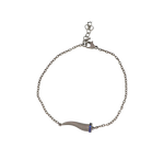 Load image into Gallery viewer, MANO|J Bracciale con cornetto in titanio, zaffiri e catena CHBRT5ZABRK