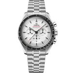 Load image into Gallery viewer, Quadrante bianco laccato con lancette stile “Moonwatch” e scala tachimetrica della lunetta nera dell’Omega Speedmaster Moonwatch Professional 42 mm 310.30.42.50.04.001.
