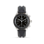 Load image into Gallery viewer, Orologio Omega Speedmaster Moonwatch Reduced, cronografo automatico con cassa in acciaio da 39 mm, quadrante nero con tre sub-quadranti posizionati più esternamente rispetto alla versione Professional, lancette luminescenti e lunetta con scala tachimetrica. Modello più piccolo e spesso più sottile del Moonwatch tradizionale, ideale per polsi piccoli o medi, con movimento automatico basato su ETA 2890 e modulo cronografico Dubois Dépraz. Riconoscibile per i numeri arabi sul giro dei minuti della referenza 35
