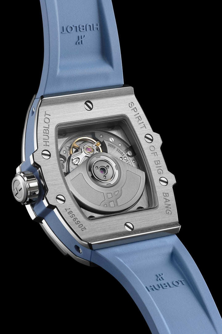 Hublot Spirit of Big Bang Steel Coal Blue Diamonds 682.SX.717B.RX.1204 - fondello con movimento a vista