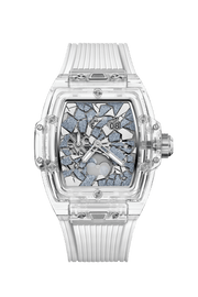 Hublot Spirit of Big Bang Impact Sapphire 647.JX.0106.RW.IMP26 - cassa cristallo di zaffiro lucidato - quadrante zaffiro scheletrato - cinturino gomma bianca