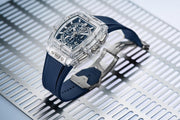 Hublot Spirit of Big Bang Sapphire Blue 642.JX.7170.RX - cassa cristallo di zaffiro - cinturino gomma blu - quadrante scheletrato blu con cronografo