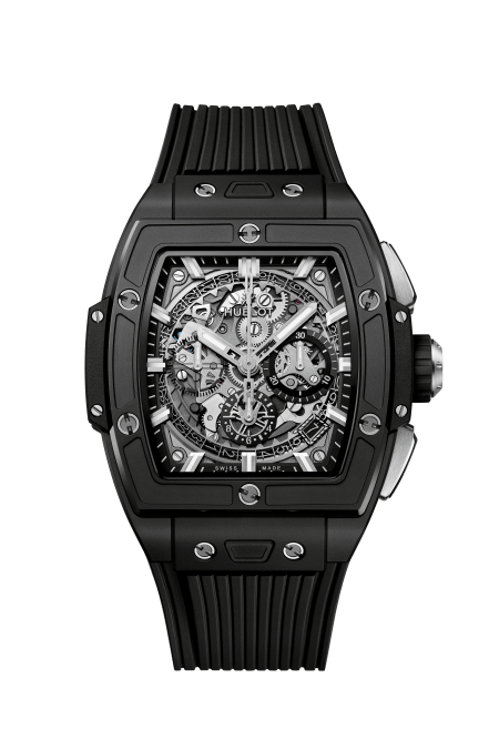 Hublot Spirit Of Big Bang Black Magic 642.CI.0170.RX - cassa ceramica nera - cinturino caucciù nero - quadrante scheletrato con cronografo e datario