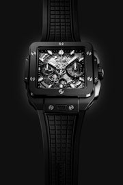 Hublot Square Bang Unico Black Magic 821.CI.0170.RX - cinturino caucciù nero - cassa ceramica nera e quadrante scheletrato
