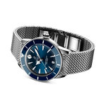 Load image into Gallery viewer, Bracciale dritto in acciaio inossidabile argentato con chiusura déployante pieghevole del Breitling Superocean Heritage Automatic 36 A10390161C1A1.
