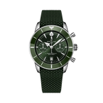 Load image into Gallery viewer, Quadrante blu sunburst con tre contatori cronografo tono su tono, lancette e indici luminescenti, datario a finestrella dell&#39;orologio Breitling Superocean Heritage B01 Chronograph 42
