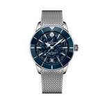 Load image into Gallery viewer, Quadrante blu con motivo tropicale e datario a finestrella del Breitling Superocean Heritage B31 Automatic 40 Kelly Slater AB31101A1C1A1.
