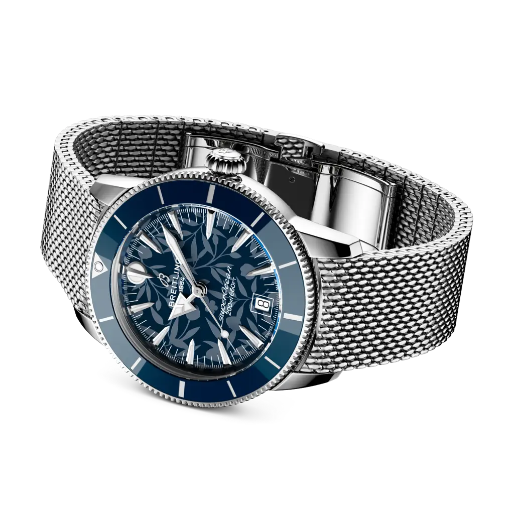 Bracciale in acciaio inossidabile lucido con chiusura déployante del Breitling Superocean Heritage B31 Automatic 40 Kelly Slater.