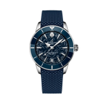 Load image into Gallery viewer, Quadrante blu con motivo tropicale e datario a finestrella del Breitling Superocean Heritage B31 Automatic 40 Kelly Slater AB31101A1C1S1.

