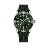 Load image into Gallery viewer, Quadrante verde con indici luminescenti e datario a finestrella del Breitling Superocean Heritage B31 Automatic 42 AB3111361L1S1.
