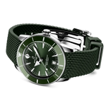 Load image into Gallery viewer, Cinturino verde in caucciù con chiusura pieghevole in acciaio inossidabile del Breitling Superocean Heritage B31 Automatic 42.
