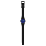 Load image into Gallery viewer, Vista frontale dello Swatch Grace in Time LB188 con quadrante elegante blu scuro e lancette verdi chiaro per una facile lettura.
