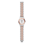 Load image into Gallery viewer, Cinturino regolabile in acciaio inox lucido argentato con dettagli PVD oro rosa.

