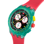 Load image into Gallery viewer, Dettaglio del quadrante multicolore con lancette luminescenti e datario a ore 3 del cronografo.
