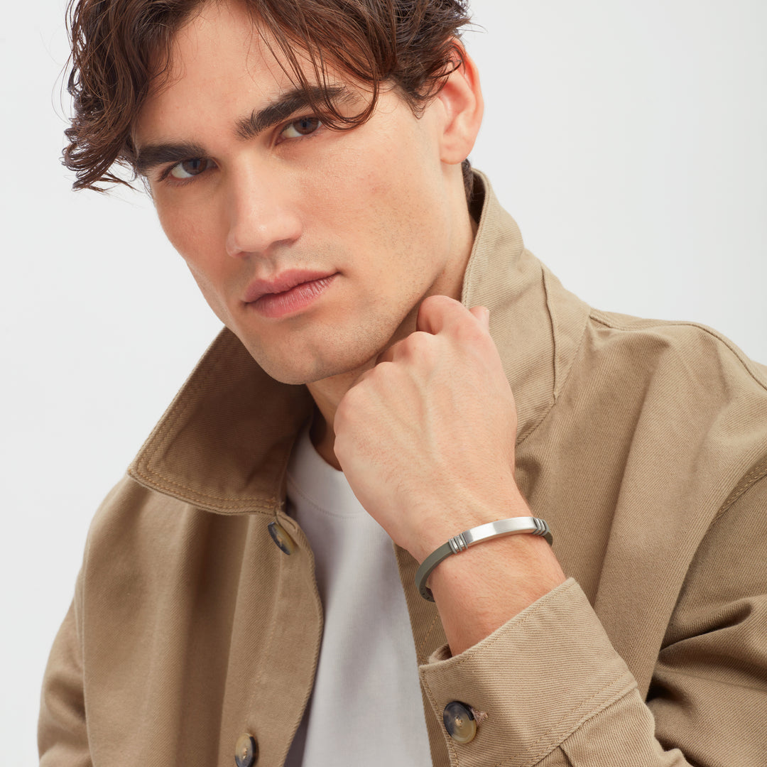 Breil Bracciale light cuff wild green TJ3821 - silicone e acciaio