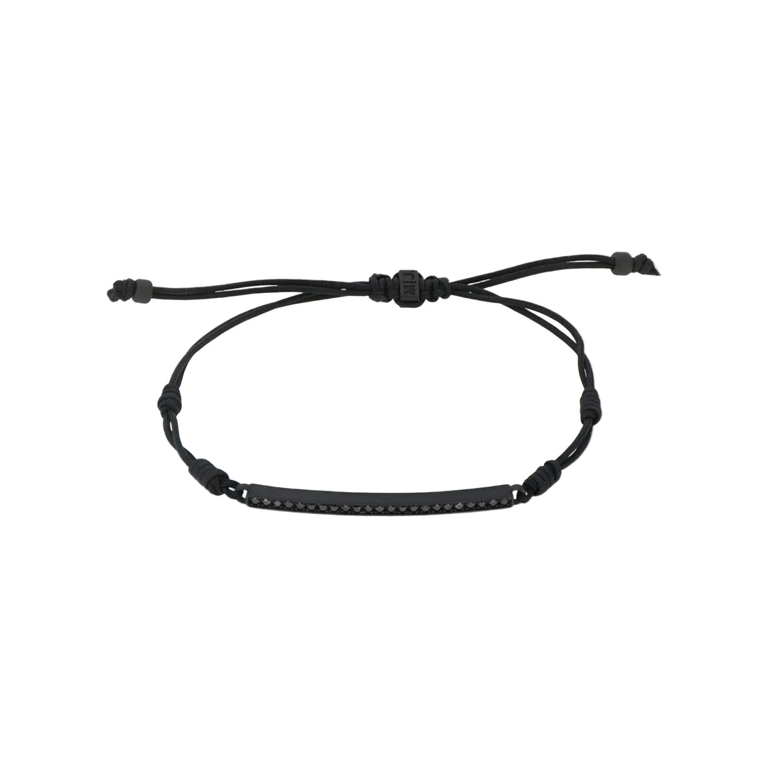 MANO|J Bracciale barretta in titanio con diamanti e laccetto TNBTC1001