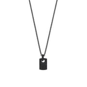 MANO|J Collana titanio nero con targhetta e diamanti TNCOT2001
