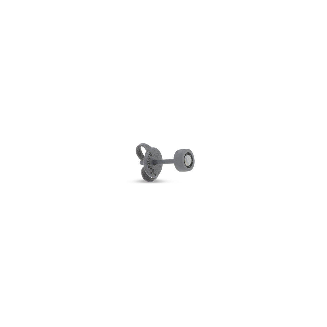 MANO|J Mono orecchino in titanio e diamante black TNMOP1001