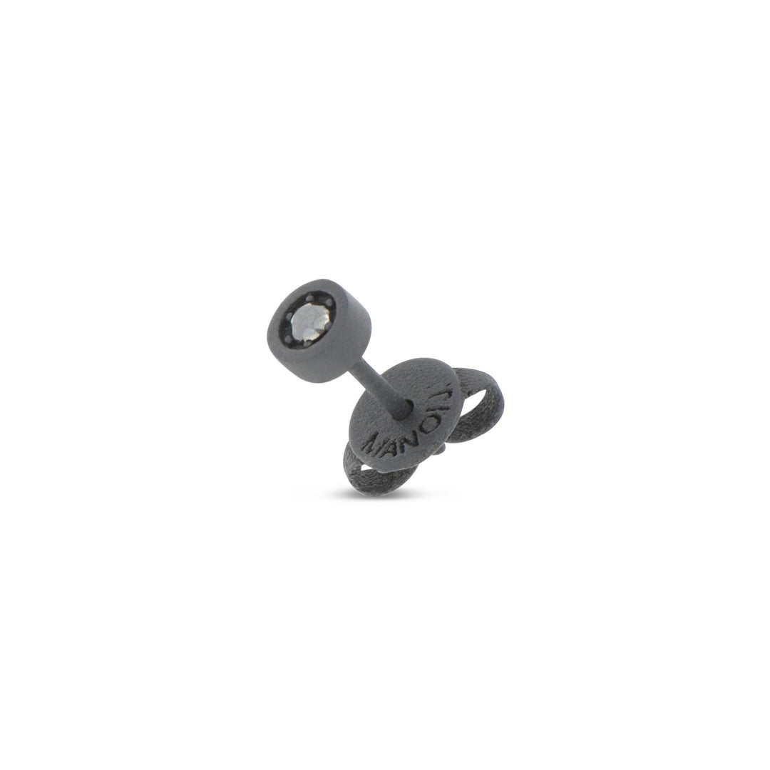 MANO|J Mono orecchino in titanio e diamante black TNMOP1001