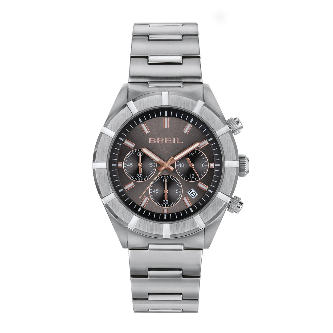 Breil B 12 H TW2023 - bracciale e cassa acciaio - quadrante grigio fumè con cronografo e datario